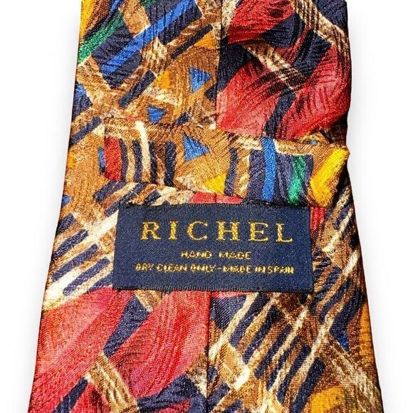 Richel Abstract Art Handmade in Spain 100% Silk Neck Tie - Picture 3 of 6